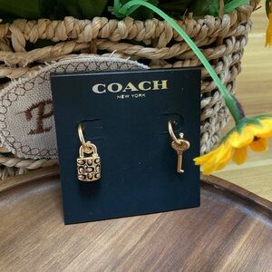Coach Gold-Tone Key & Padlock Charm Earrings